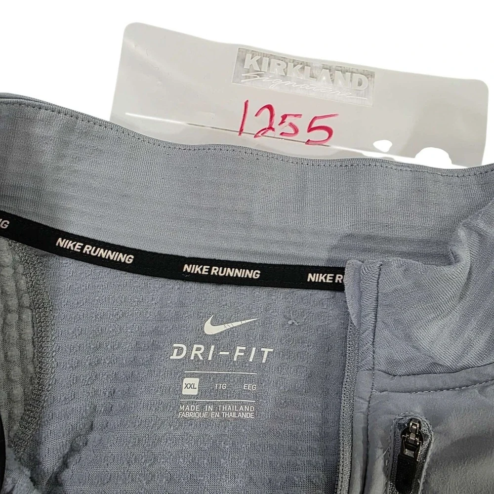 Nike Dri-FIT Running 1/4 Zip‎ Long Sleeve Shirt Men's XXL Grey Textured Preppy